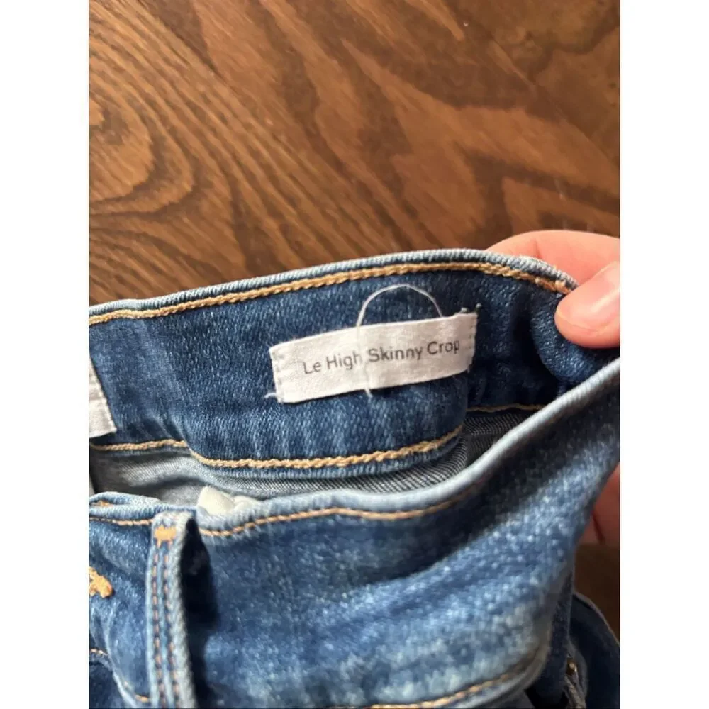 Frame Le High Skinny Crop Raw Hem Distressed Jean Size 25